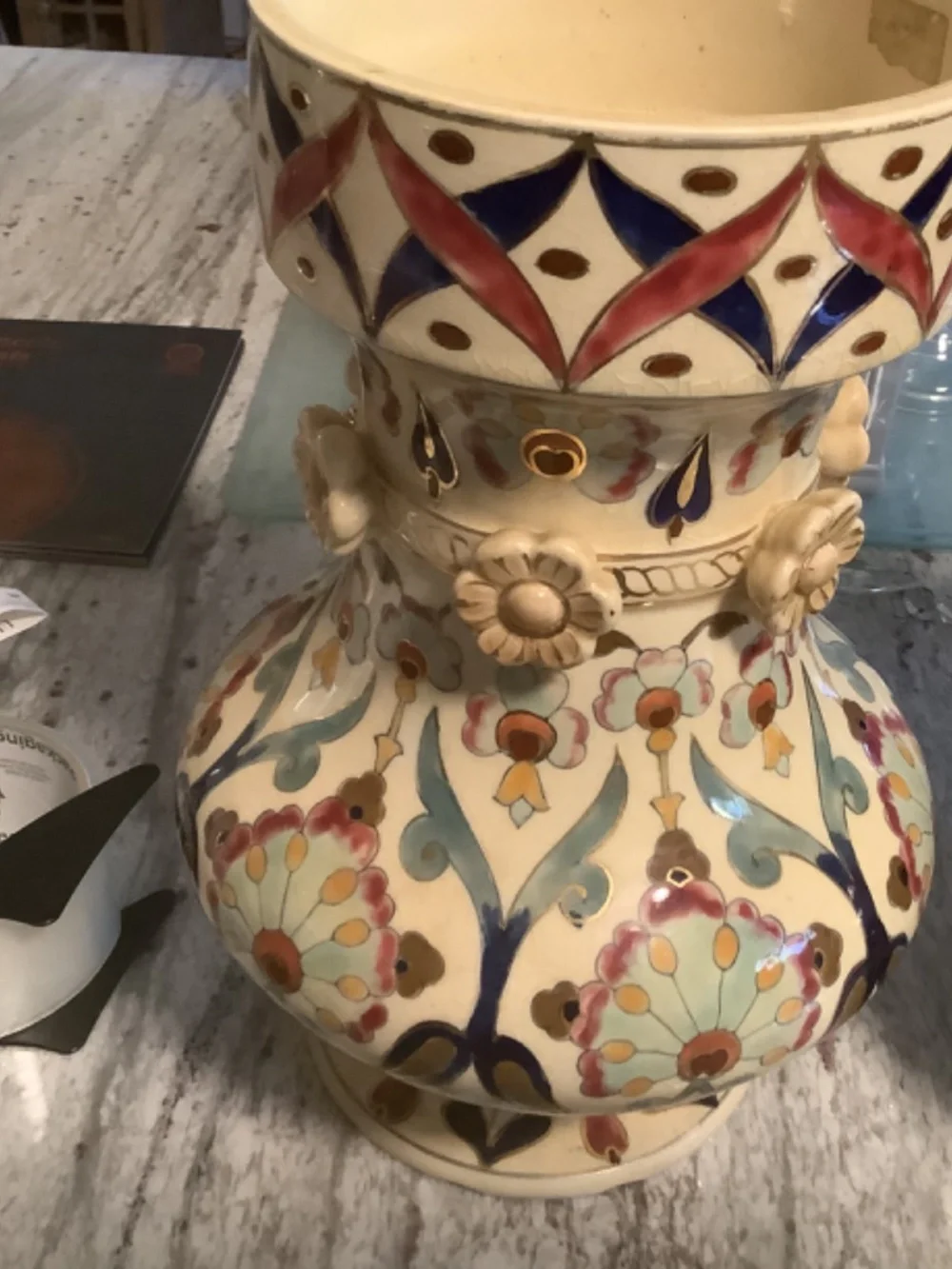 Pair of Talavera-style earthenware vases